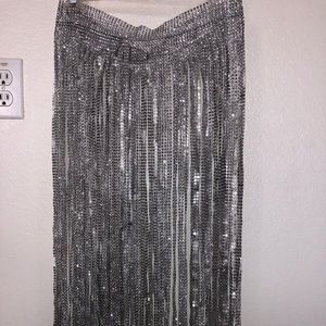 Magical wonderland silver disco tassel skirt
